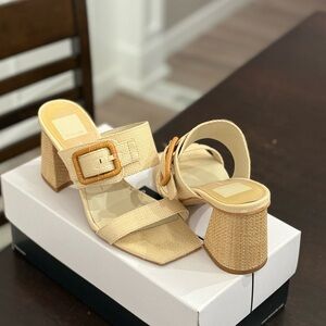 Dolce Vita Wheat Raffia Heels